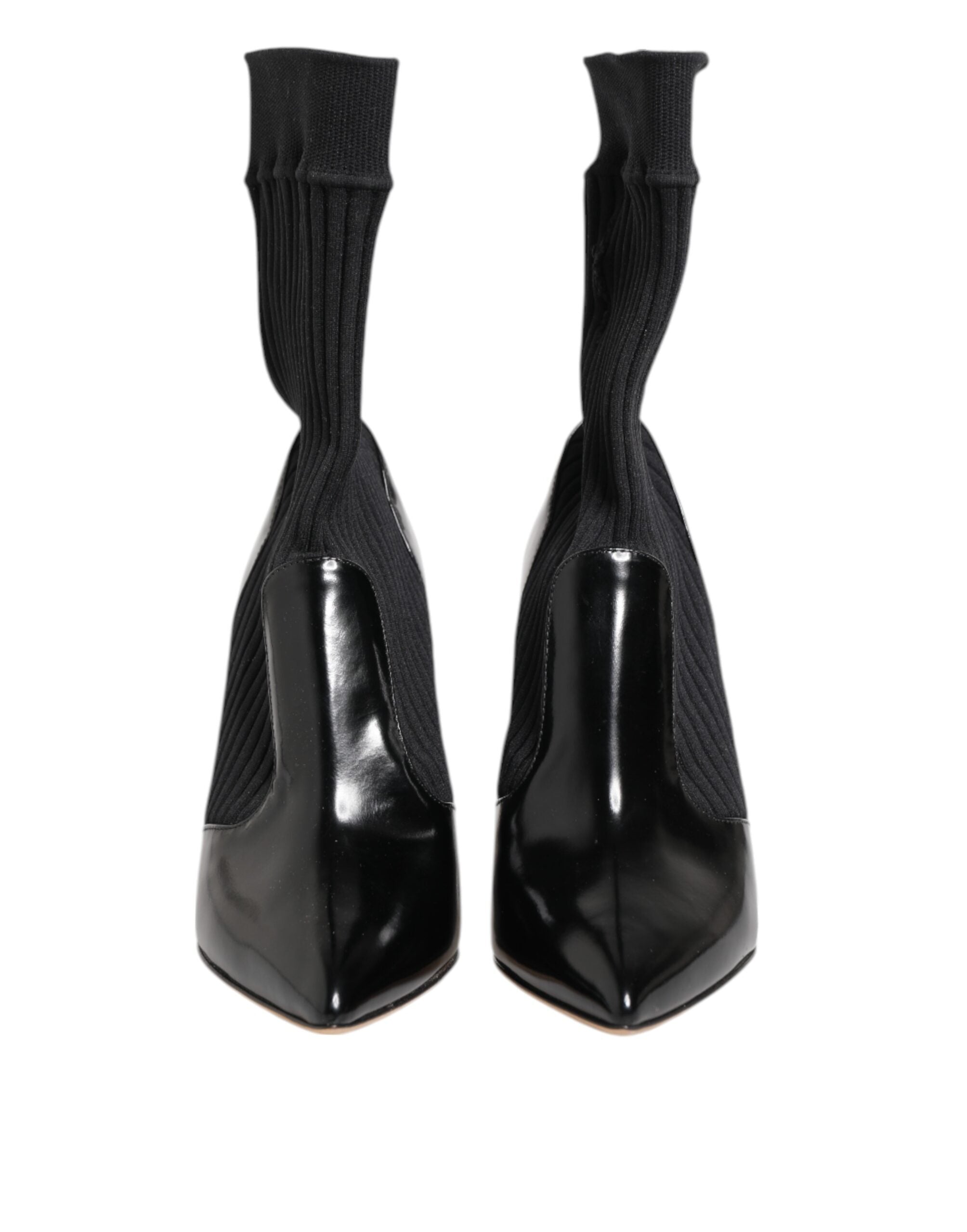 Dolce & Gabbana Black Stretch Stilettos Booties Socks Women's Shoes