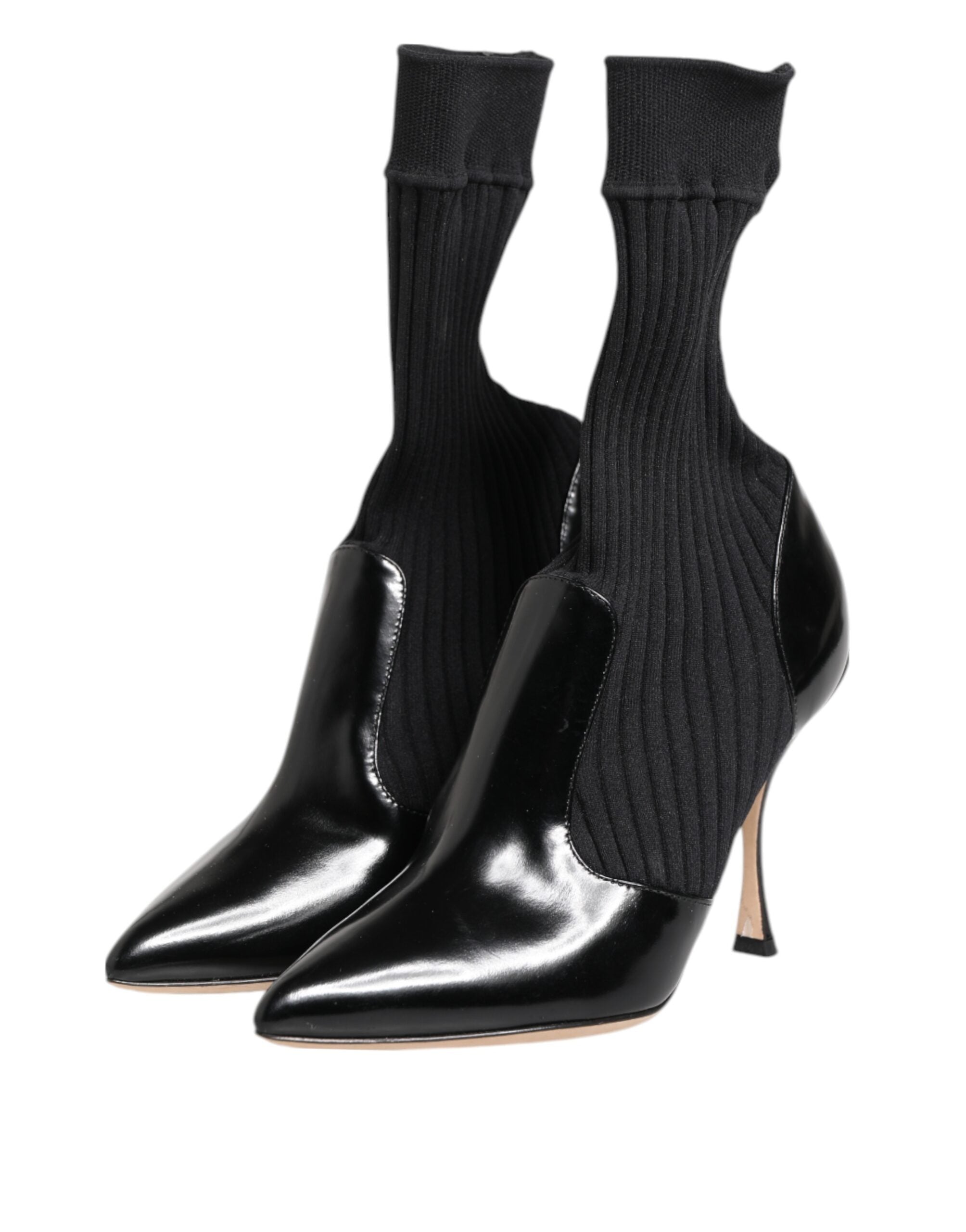 Dolce & Gabbana Black Stretch Stilettos Booties Socks Women's Shoes