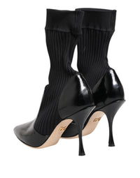 Dolce & Gabbana Black Stretch Stilettos Booties Socks Women's Shoes