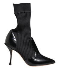 Dolce & Gabbana Black Stretch Stilettos Booties Socks Women's Shoes