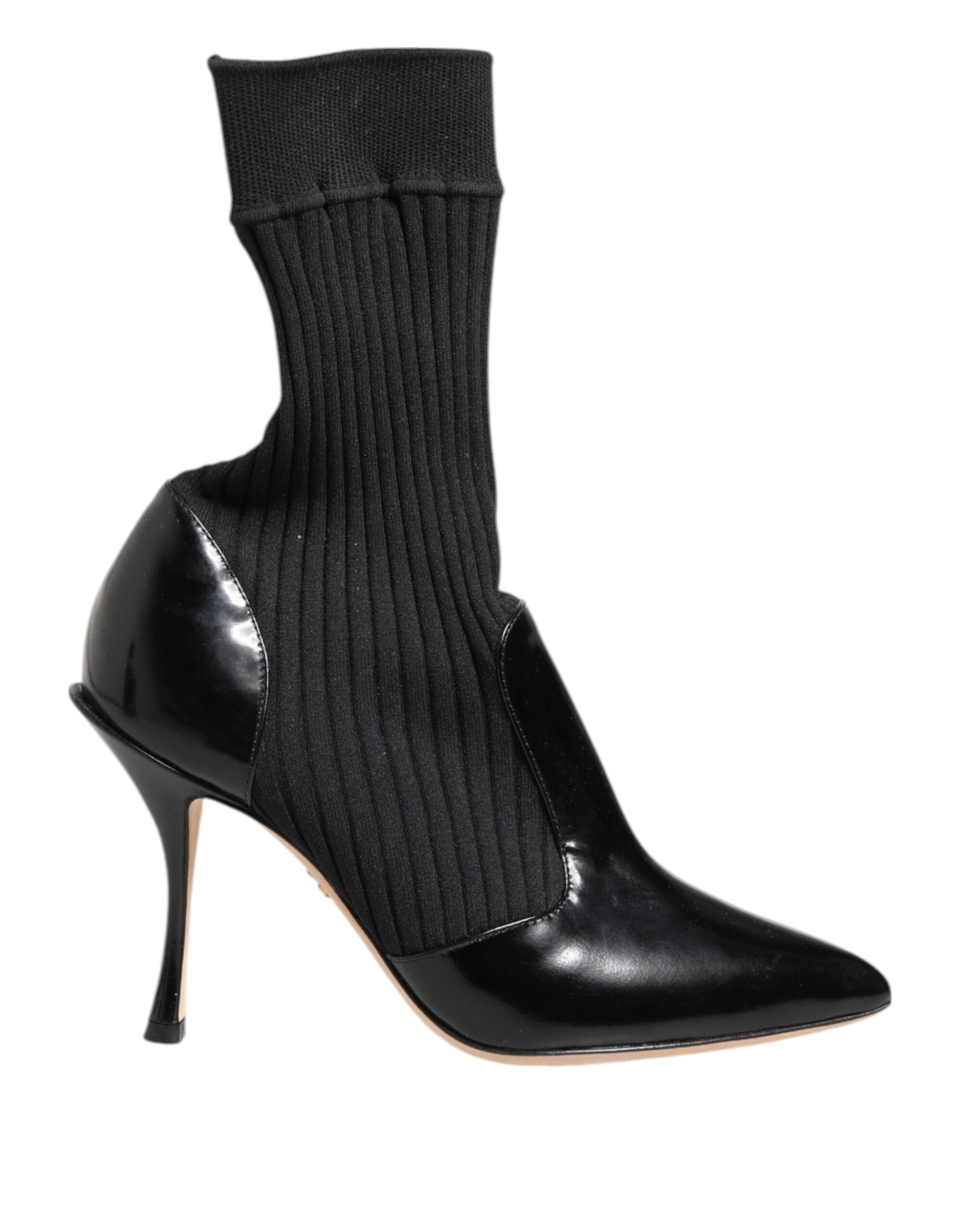Dolce & Gabbana Black Stretch Stilettos Booties Socks Women's Shoes