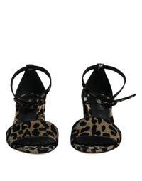 Dolce & Gabbana Gold Leopard Ankle Strap Heels Sandals Women's Shoes