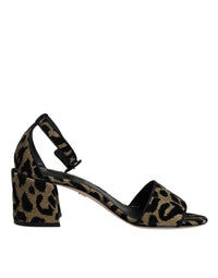 Dolce & Gabbana Gold Leopard Ankle Strap Heels Sandals Women's Shoes