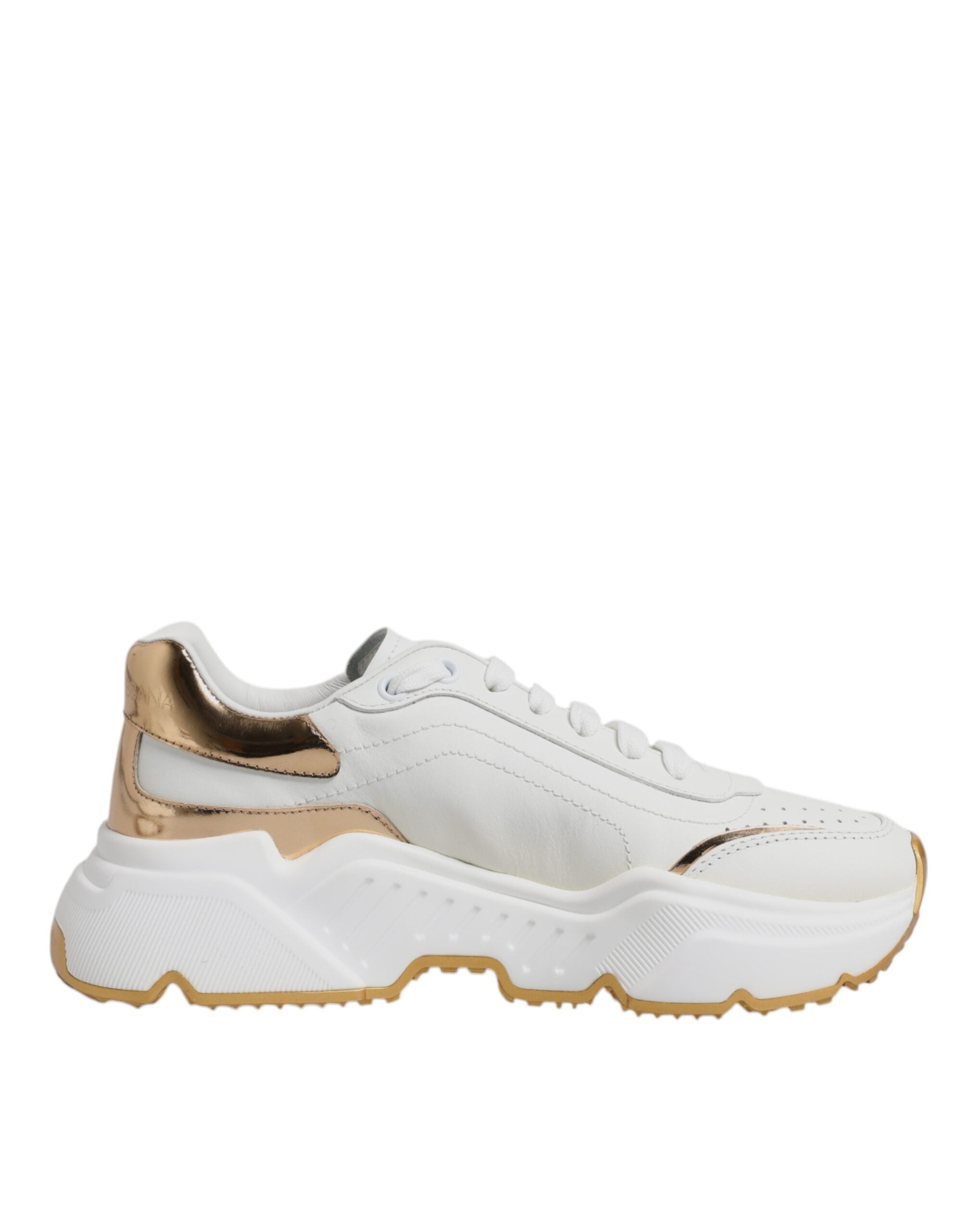 Dolce & Gabbana White Gold Daymaster Low Top Sneakers Women's Shoes