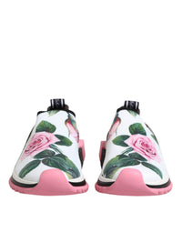 Dolce & Gabbana White Rose Print Sorrento Sneakers Women's Shoes