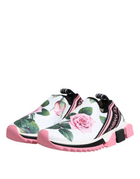 Dolce & Gabbana White Rose Print Sorrento Sneakers Women's Shoes