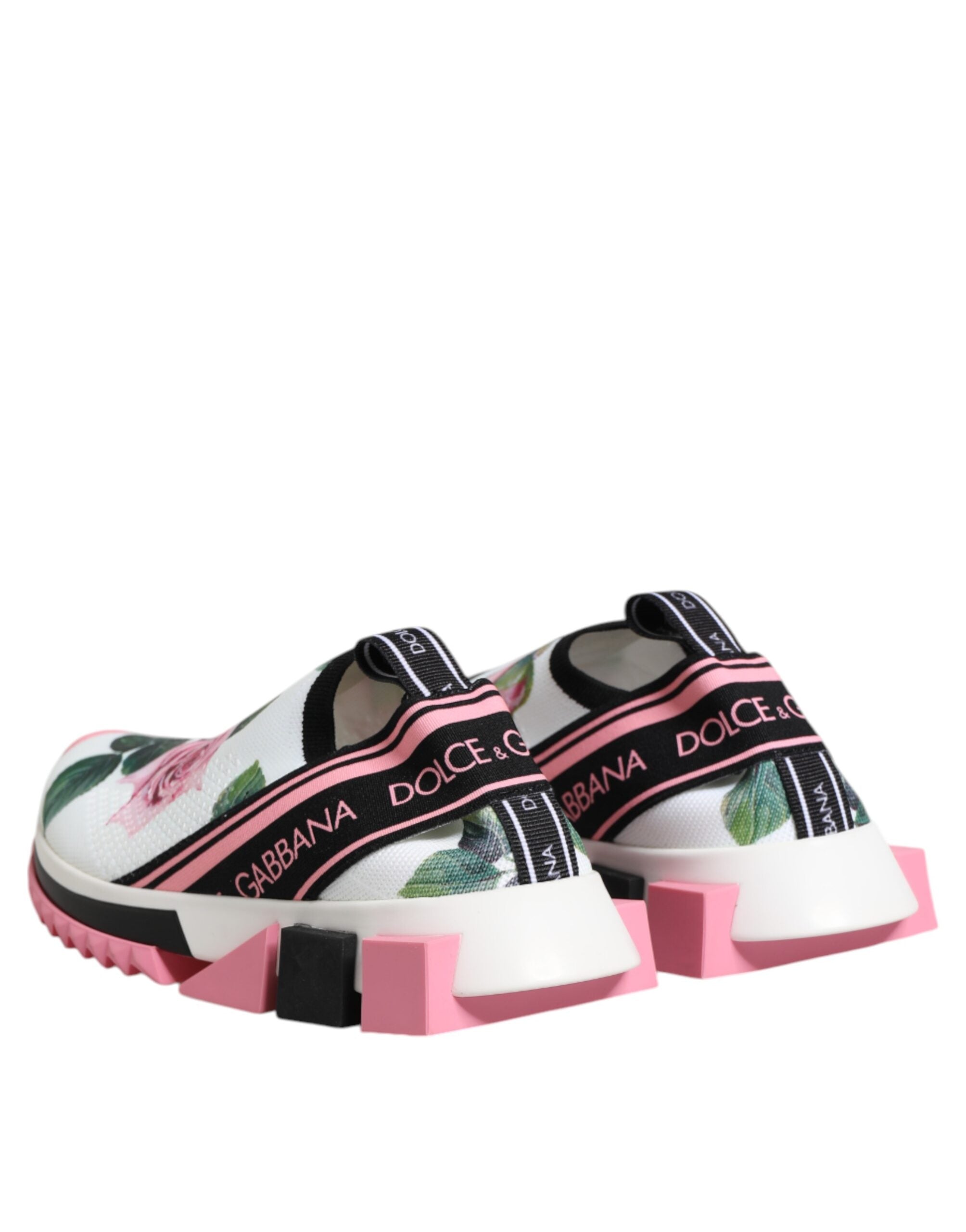 Dolce & Gabbana White Rose Print Sorrento Sneakers Women's Shoes
