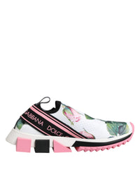 Dolce & Gabbana White Rose Print Sorrento Sneakers Women's Shoes