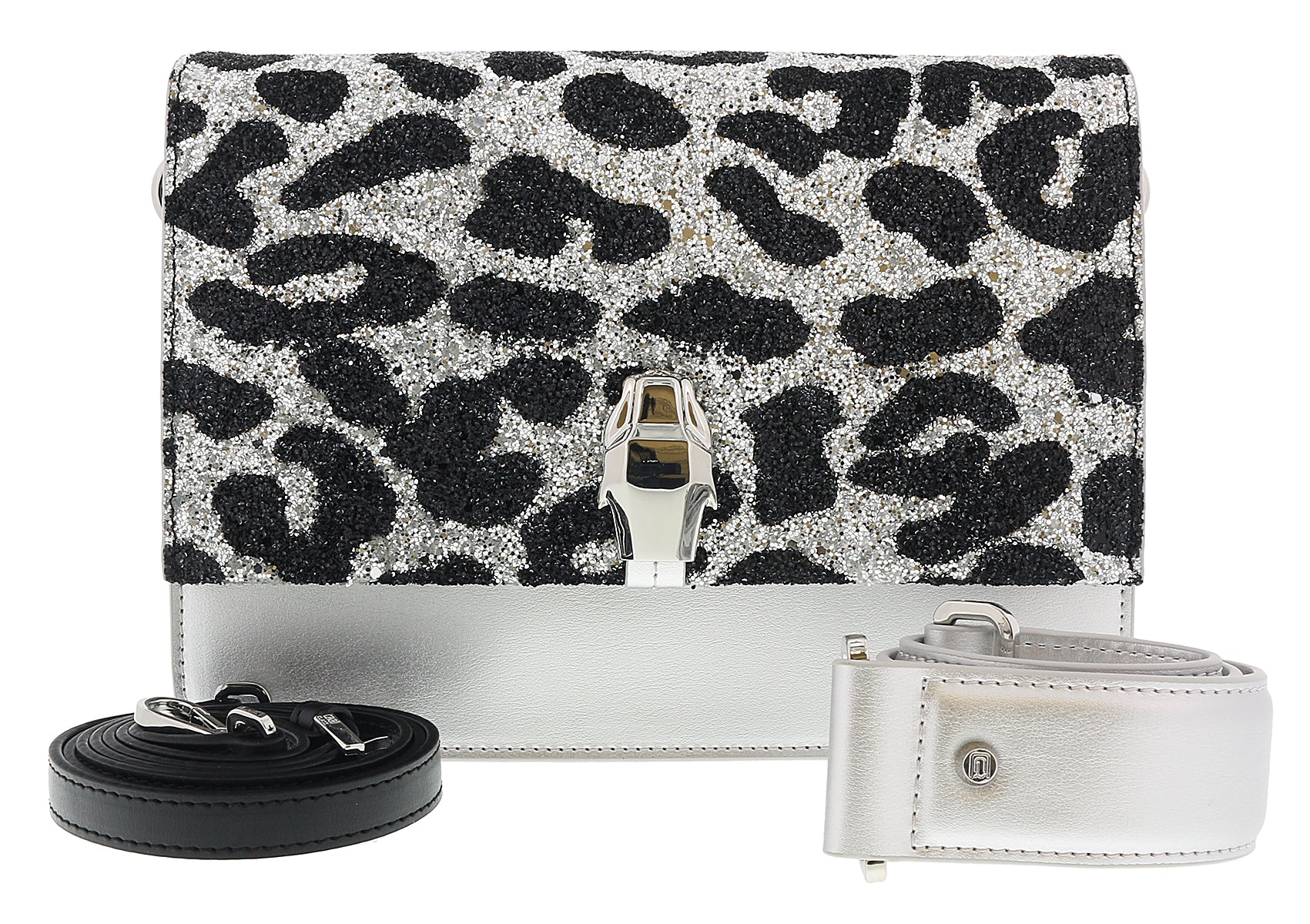 Class Roberto Cavalli Milano Rmx 00 Silver/Black Large Shoulder Bag