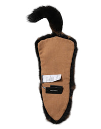 Dolce & Gabbana Brown Red Fox Fur Neck Cashmere Warmer Women's Scarf