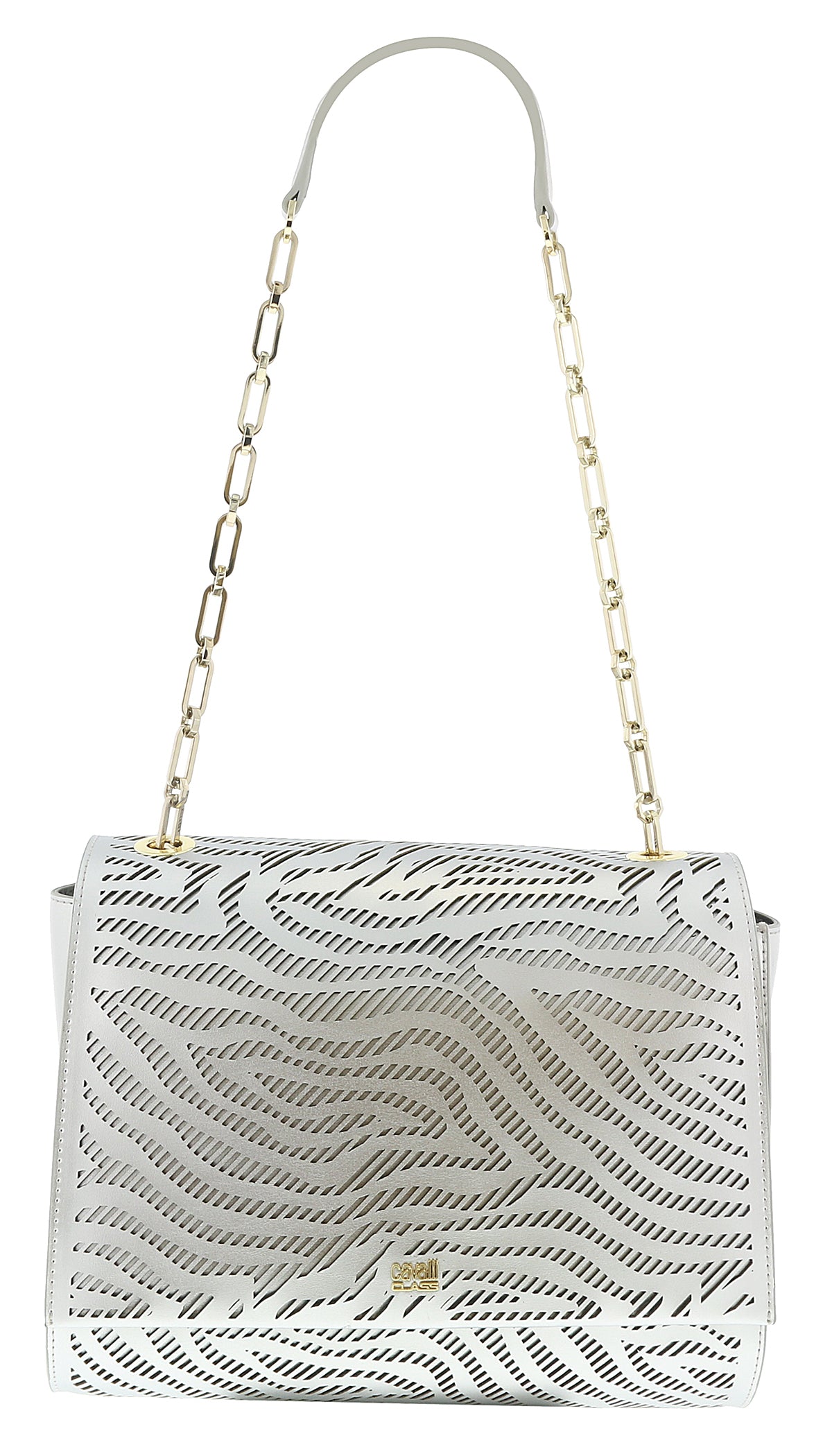 Roberto Cavalli Class Audrey Silver Medium Shoulder Bag