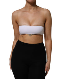 Dolce & Gabbana White Nylon Blend Bandeau Strapless Tube Women's Top