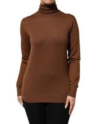 Dolce & Gabbana Brown Cashmere Turtle Neck Pullover Women's Sweater
