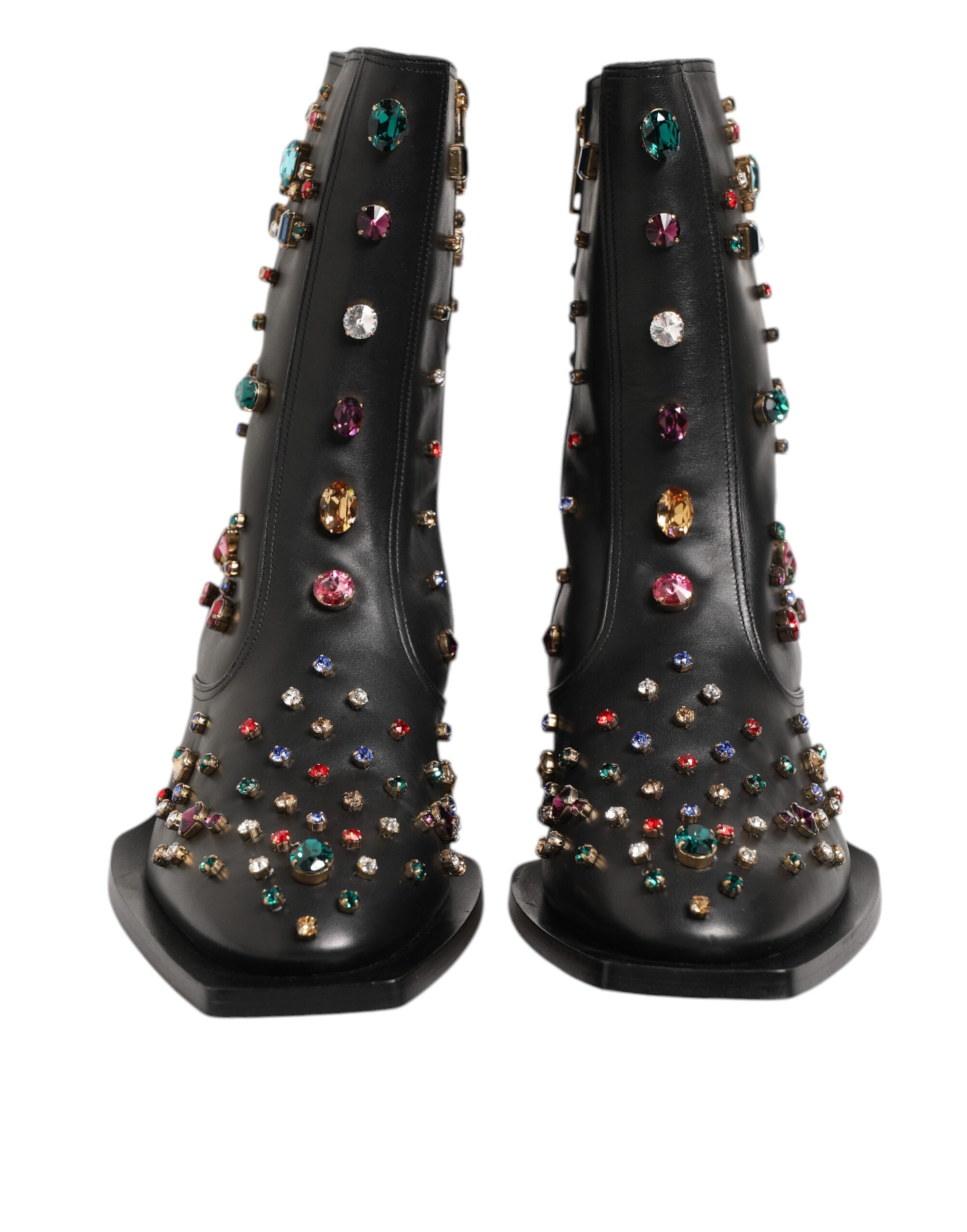 Dolce & Gabbana Black Crystal Embellished Men Short Boots Men's Shoes
