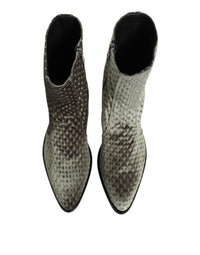 Dolce & Gabbana Gray Cotton Velvet Mid Calf Short Boots Men's Shoes