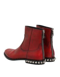 Dolce & Gabbana Red Studded Chelsea Short Ankle Boots Men's Shoes