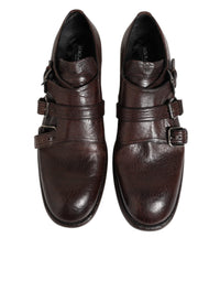 Dolce & Gabbana Dolce & Gabbana Brown Leather Monk Strap Formal Derby Men's Shoes