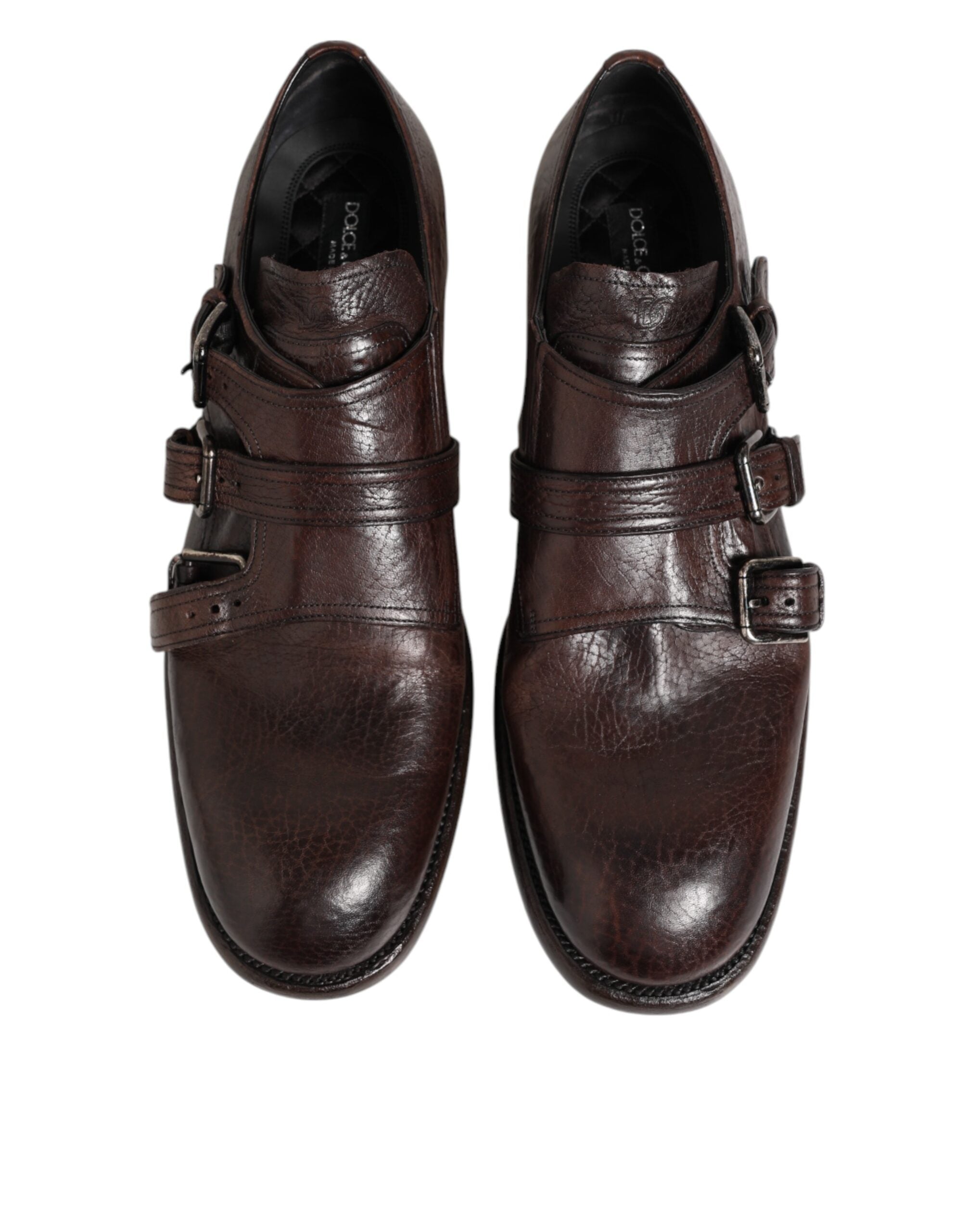 Dolce & Gabbana Dolce & Gabbana Brown Leather Monk Strap Formal Derby Men's Shoes