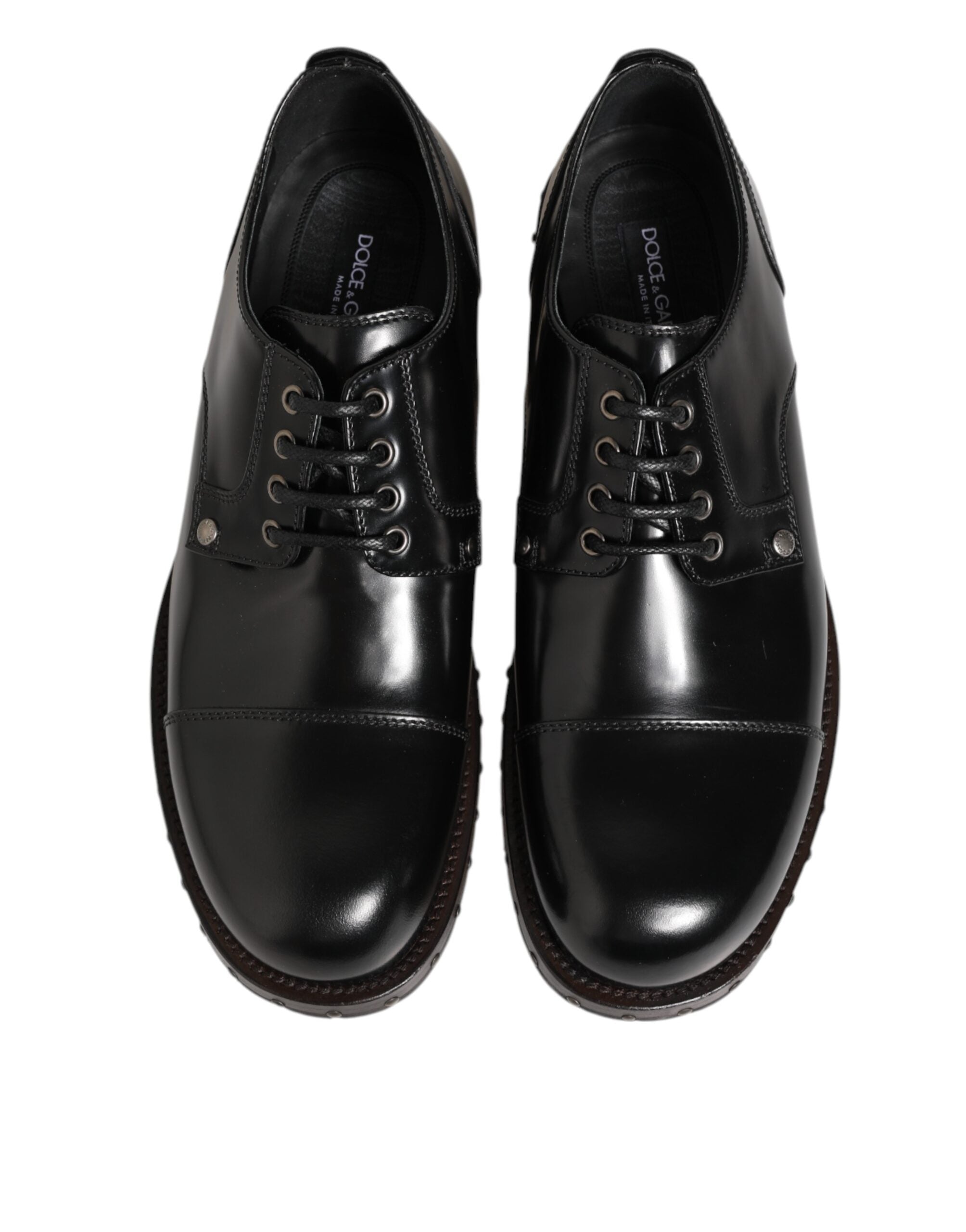 Dolce & Gabbana Dolce & Gabbana Black Leather Studded Men Formal Derby Men's Shoes
