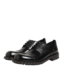 Dolce & Gabbana Dolce & Gabbana Black Leather Studded Men Formal Derby Men's Shoes