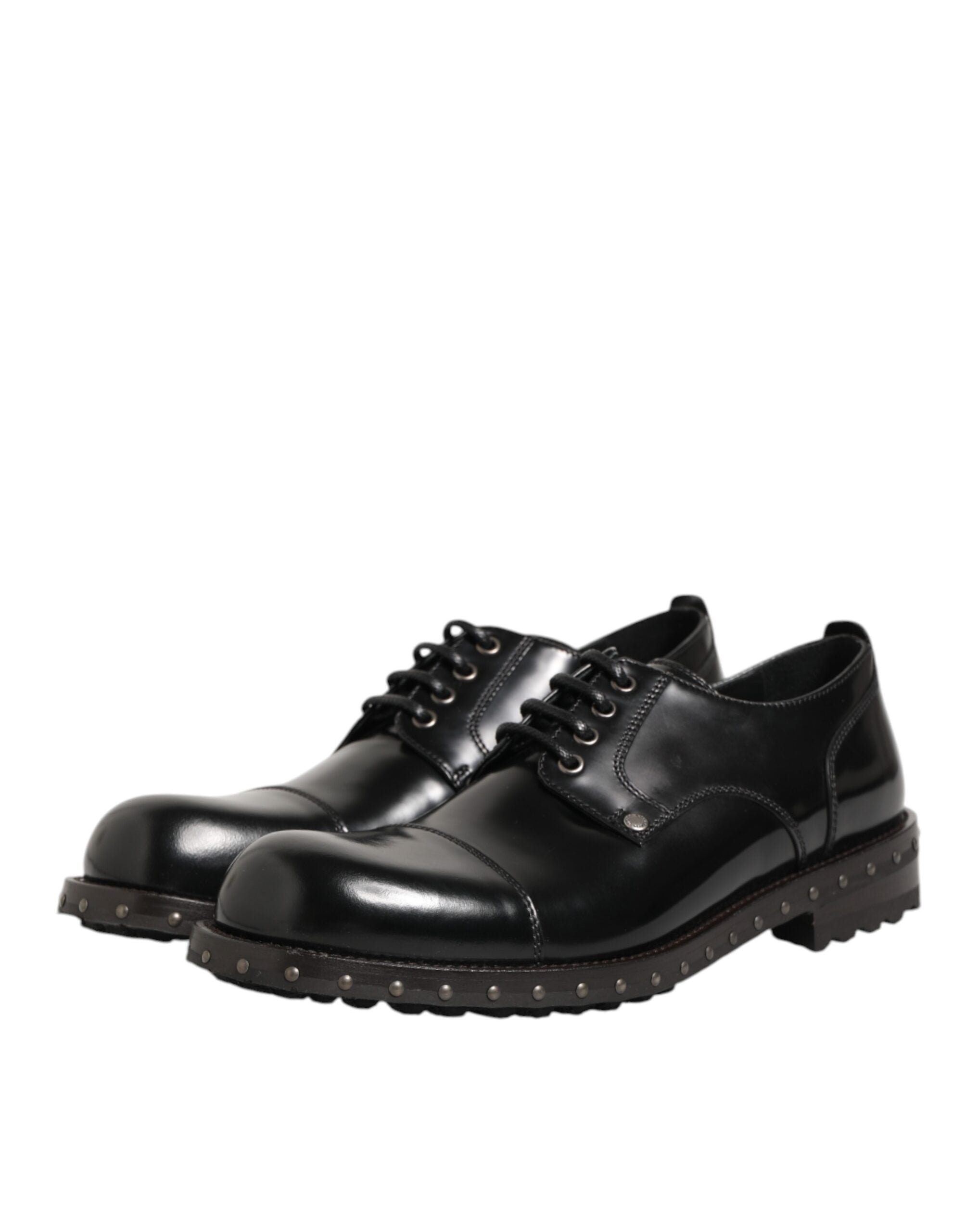 Dolce & Gabbana Dolce & Gabbana Black Leather Studded Men Formal Derby Men's Shoes