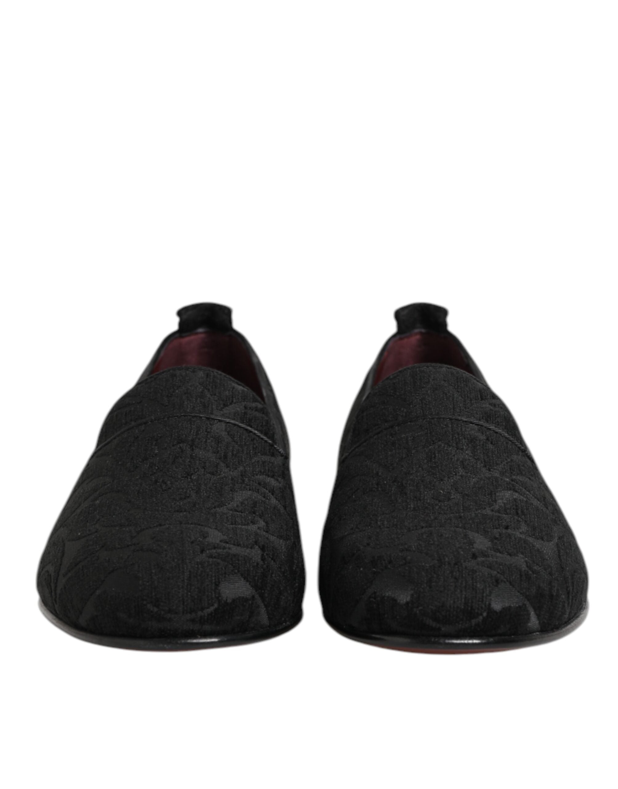 Dolce & Gabbana Black Brocade Loafers Slip On Men Dress Men's Shoes
