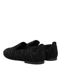 Dolce & Gabbana Black Brocade Loafers Slip On Men Dress Men's Shoes