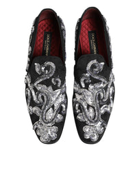 Dolce & Gabbana Black Silver Sequined Loafers Men Dress Men's Shoes