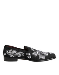 Dolce & Gabbana Black Silver Sequined Loafers Men Dress Men's Shoes