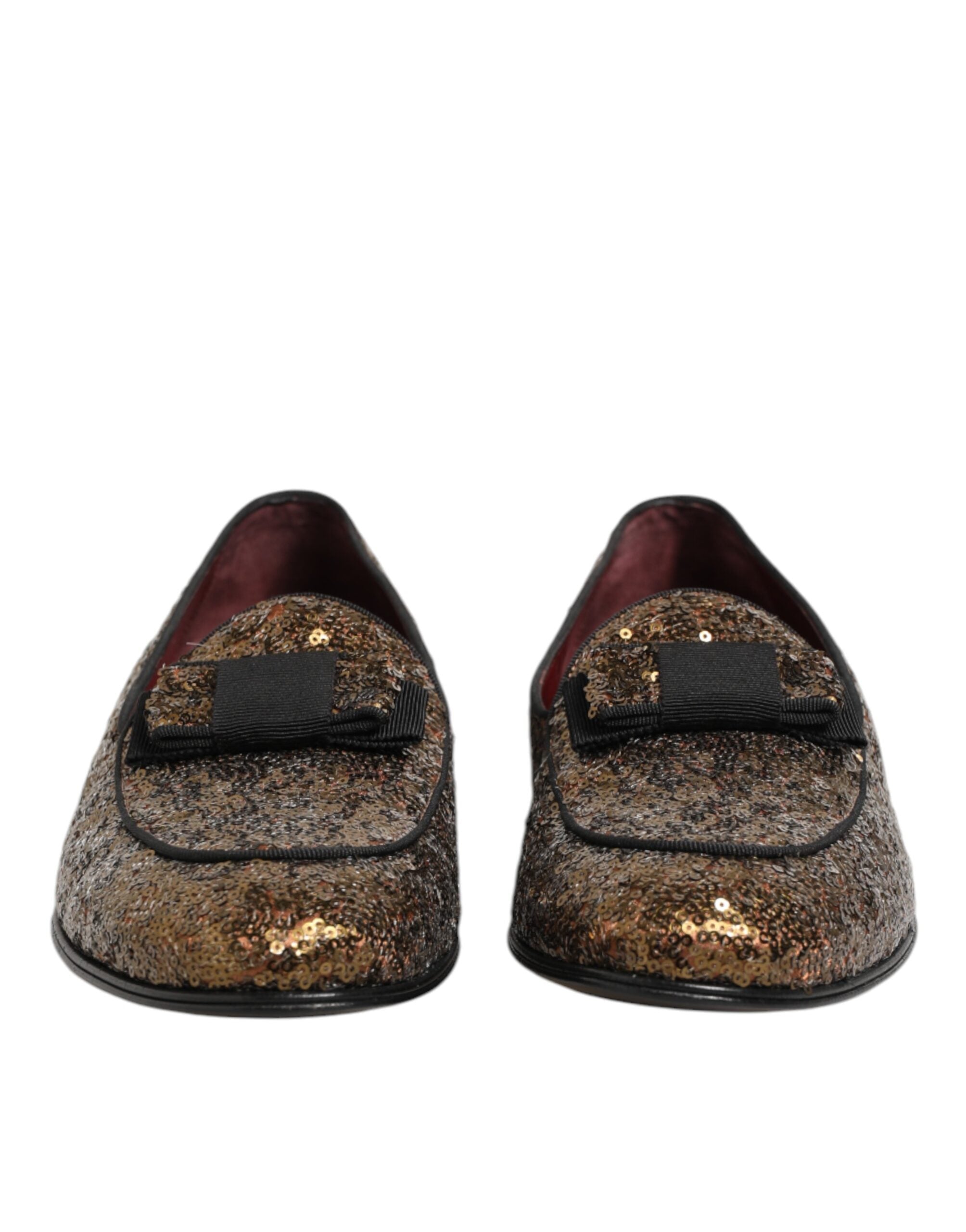 Dolce & Gabbana Gold Sequined Slip On Loafers Men Dress Men's Shoes
