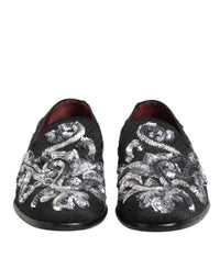 Dolce & Gabbana Black Silver Sequined Loafers Men Dress Men's Shoes