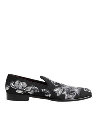 Dolce & Gabbana Black Silver Sequined Loafers Men Dress Men's Shoes