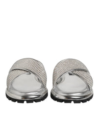 Dolce & Gabbana Dolce & Gabbana Silver Strass Slides Flats Slippers Men's Shoes