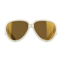 Loewe Sunglasses Aviator Full Rim, Shiny Metallic Grey Frame and Grey with Blue Mirror Lens LW40132I05X
