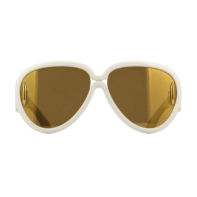 Loewe Sunglasses Aviator Full Rim, Shiny Metallic Grey Frame and Grey with Blue Mirror Lens LW40132I05X