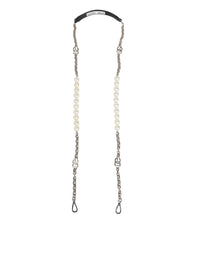Dolce & Gabbana Dolce & Gabbana Black Leather Pearl Chain Bag Accessory Shoulder Women's Strap