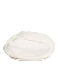 Dolce & Gabbana White Cotton Blend Leather Trim Flat Men Cap Men's Hat