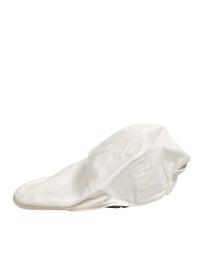 Dolce & Gabbana White Cotton Blend Leather Trim Flat Men Cap Men's Hat