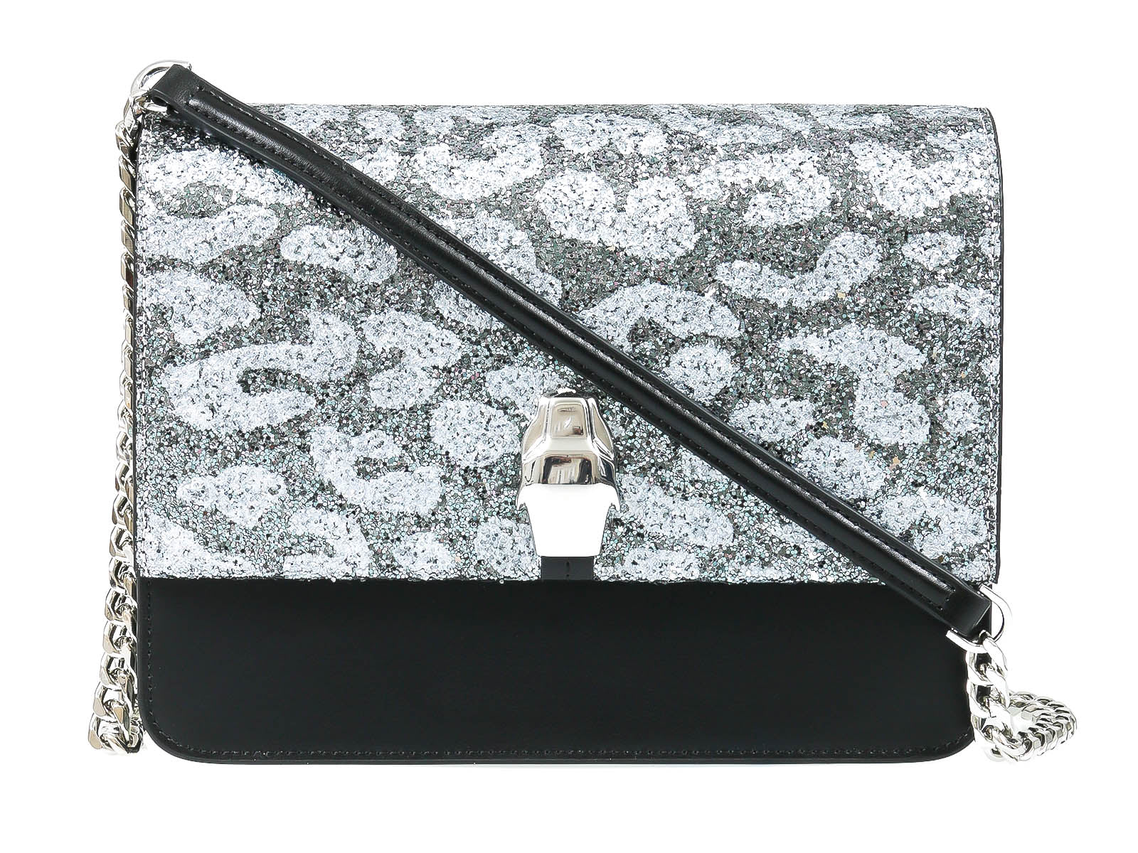 Roberto Cavalli Class GWLPCF B13 Milano Rmx 00 Black/ Silver Large Shoulder Bag