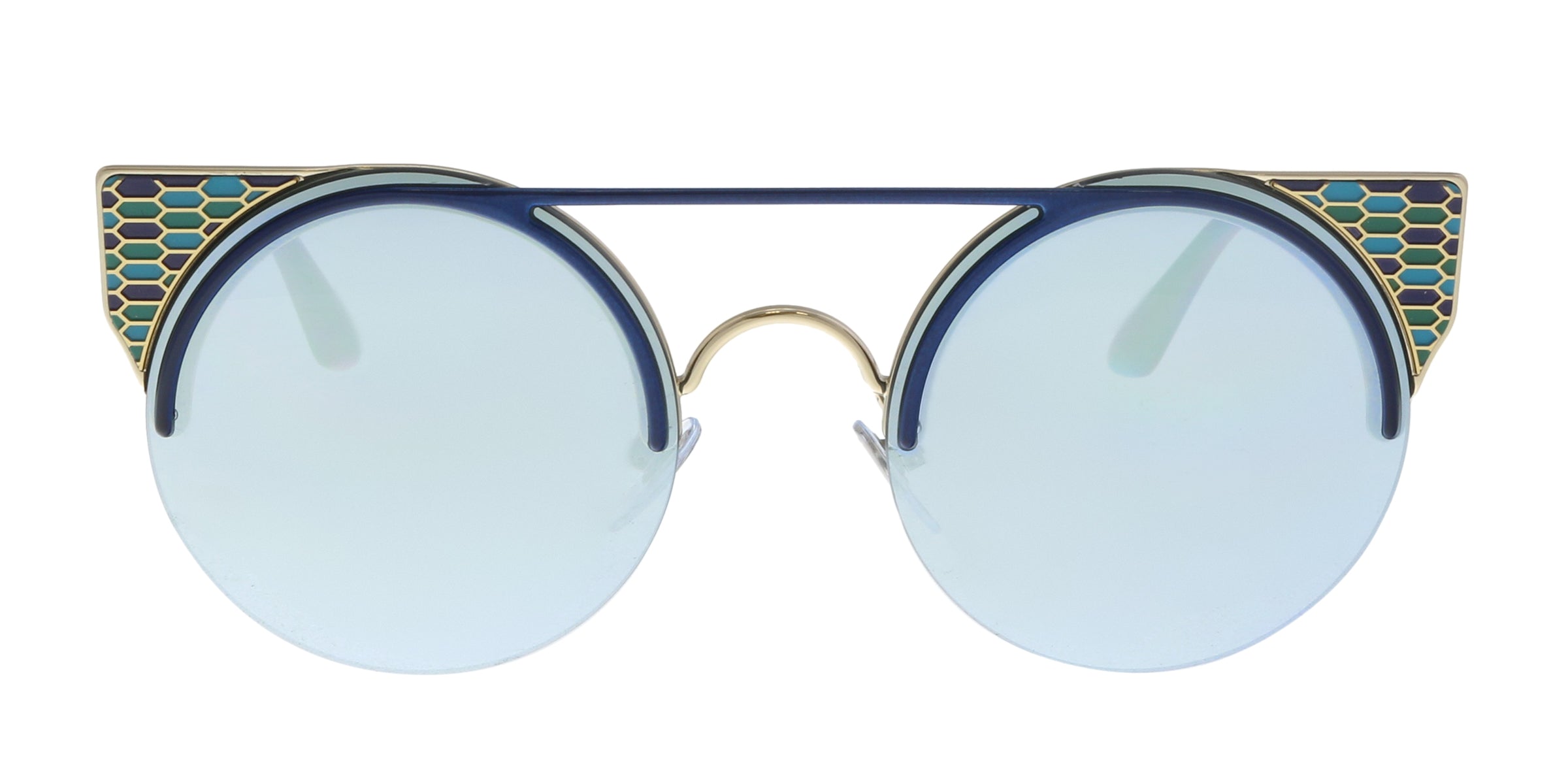 Bulgari Blue/ Pale Gold Cat eye BV6088 20206J Sunglasses