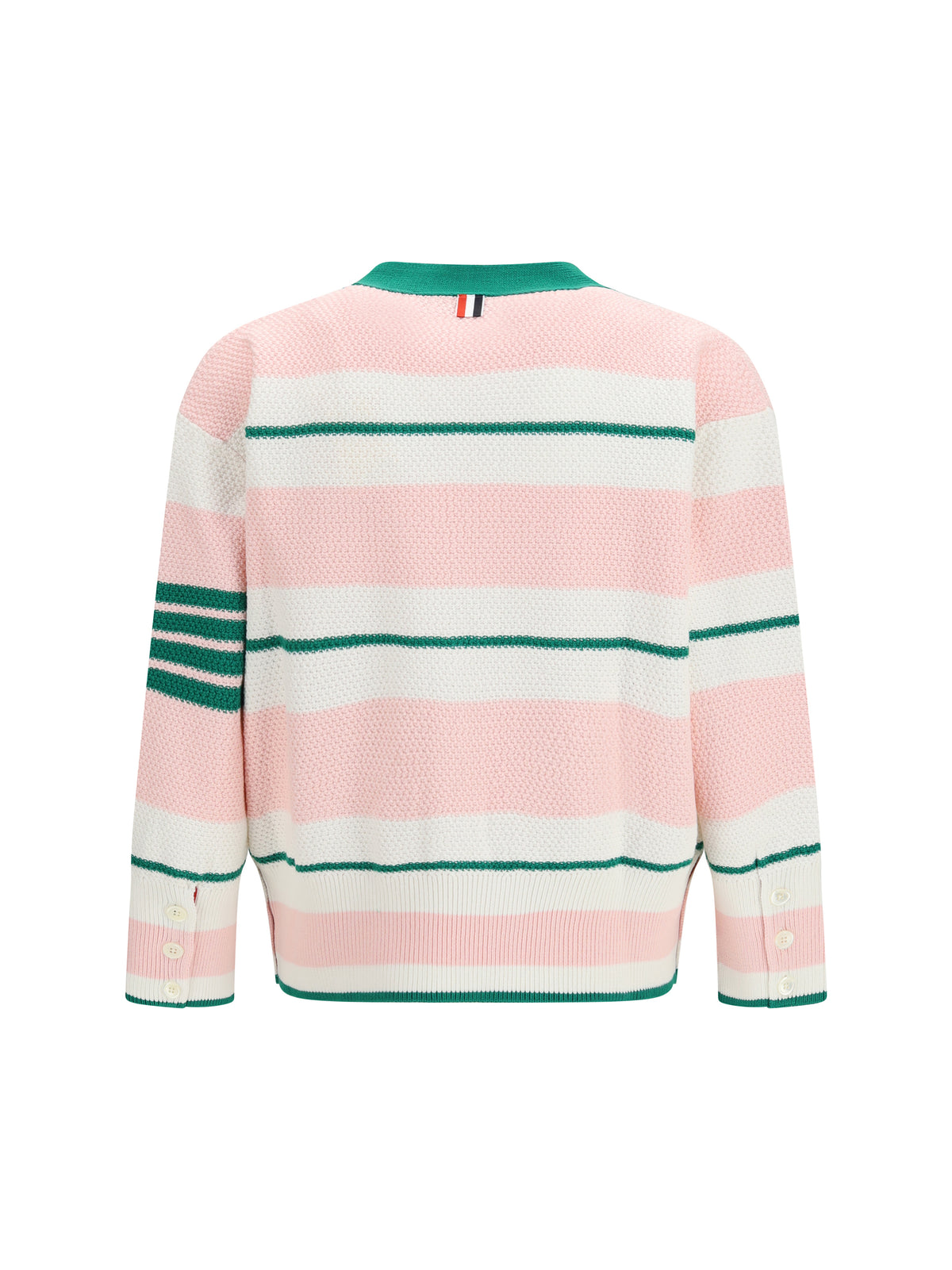 Thom Browne Men Classic Stripe Seed Stitch V Neck Cardigan