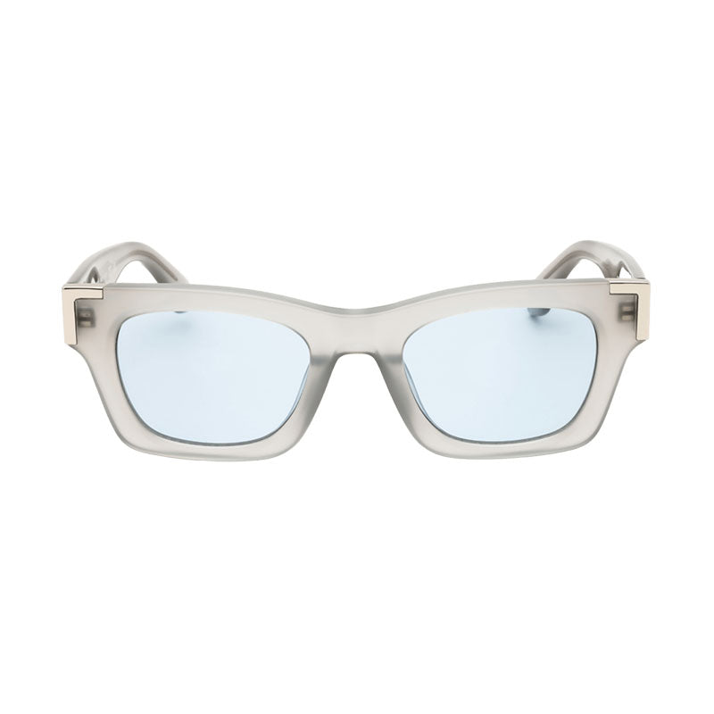 Palm Angels Sunglasses Cat Eye Full Rim, Grey Frame and Light Blue Lens PERI101WESTPORT0940