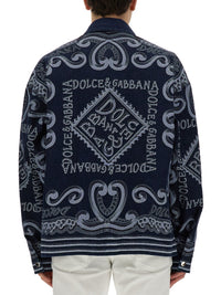 Dolce & Gabbana Men Navy Print Cardigan