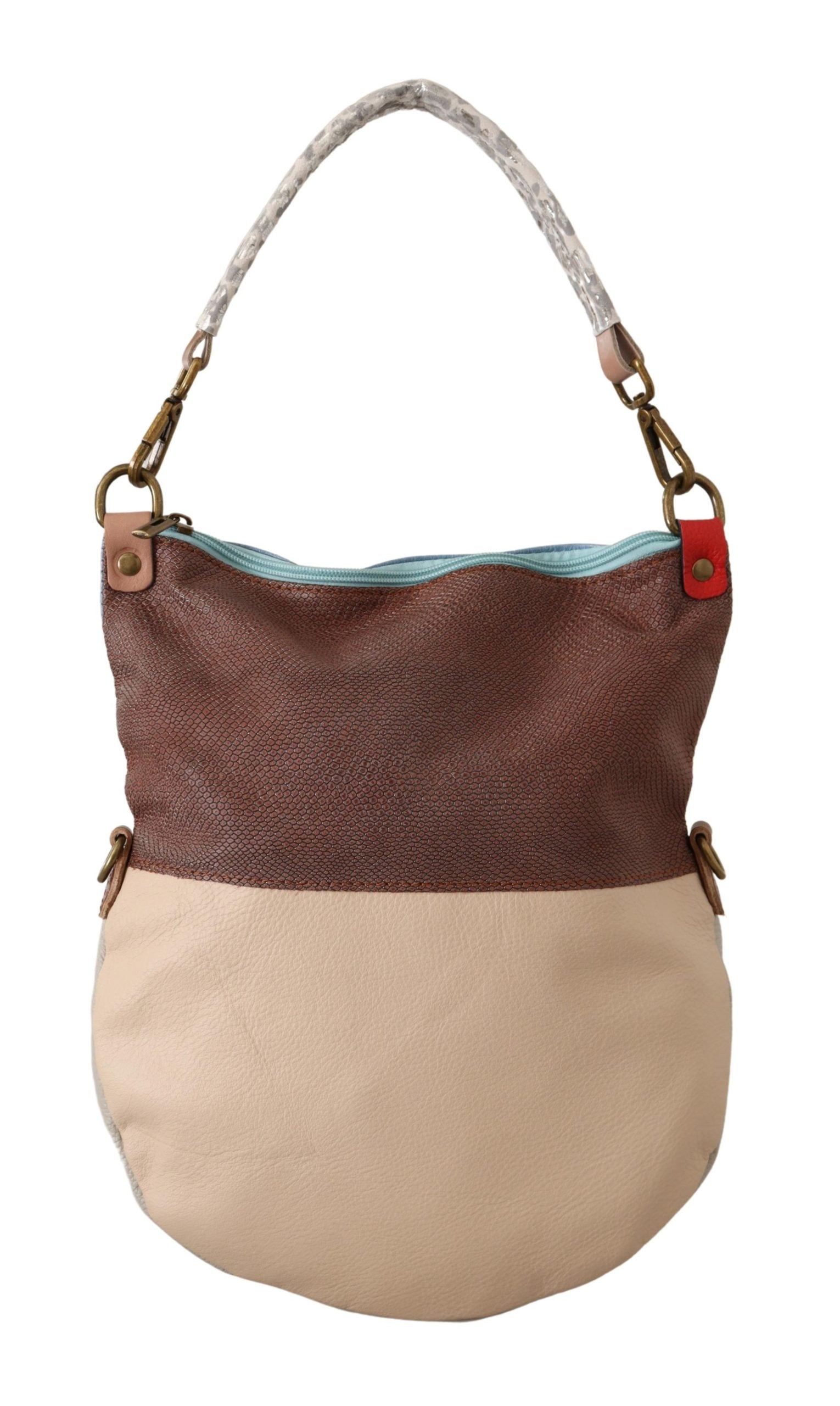 EBARRITO Beige Leather Shoulder Bag