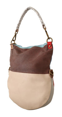 EBARRITO Beige Leather Shoulder Bag