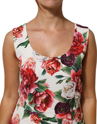 Dolce & Gabbana Multicolor Floral Print Viscose Sheath Women's Dress
