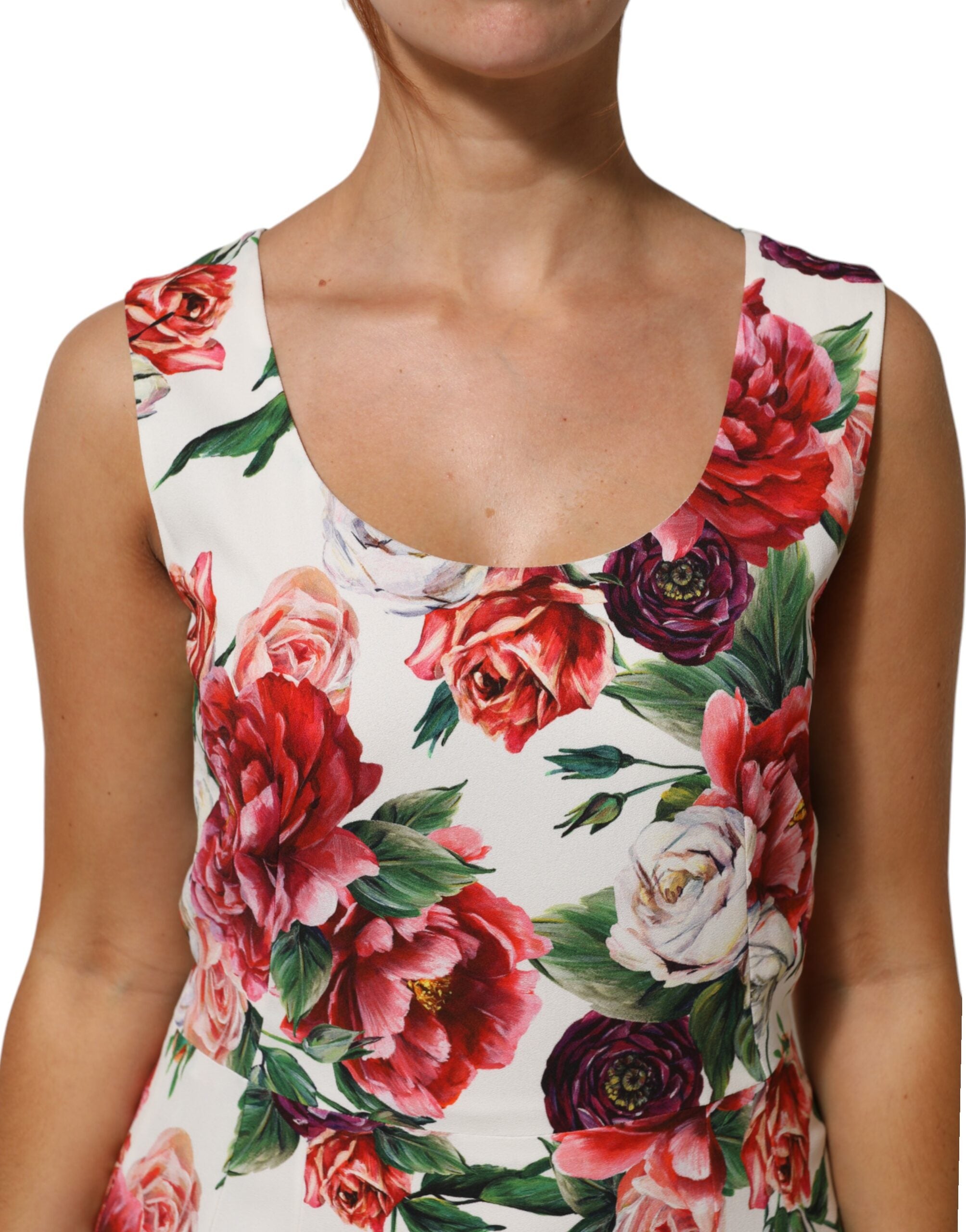 Dolce & Gabbana Multicolor Floral Print Viscose Sheath Women's Dress