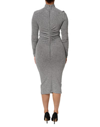 Dolce & Gabbana Gray Nylon Bodycon Sheath Long Sleeves Women's Dress