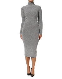 Dolce & Gabbana Gray Nylon Bodycon Sheath Long Sleeves Women's Dress