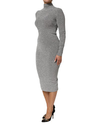 Dolce & Gabbana Gray Nylon Bodycon Sheath Long Sleeves Women's Dress